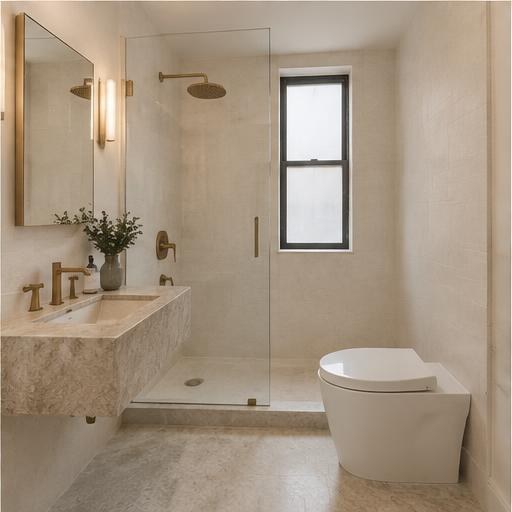 After: A calmer kind of bathroom, Upper West Side, Manhattan